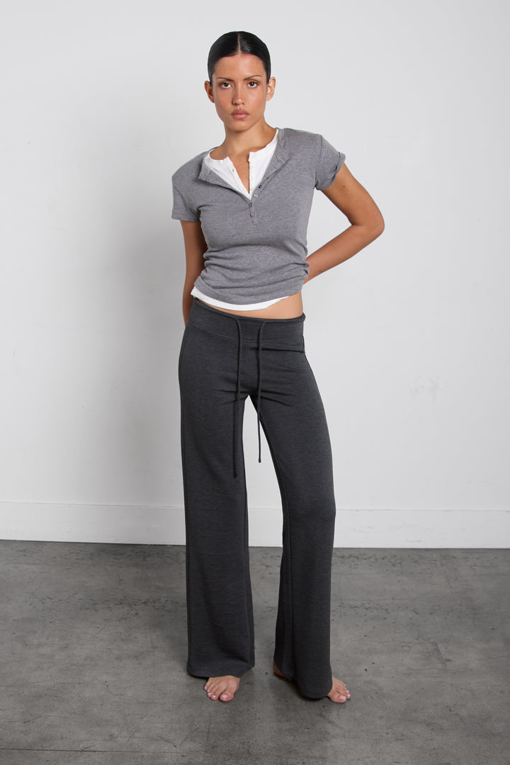 SLIM FIT HENLEY NECK T-SHIRT in MEDIUM GREY — alternate angle
