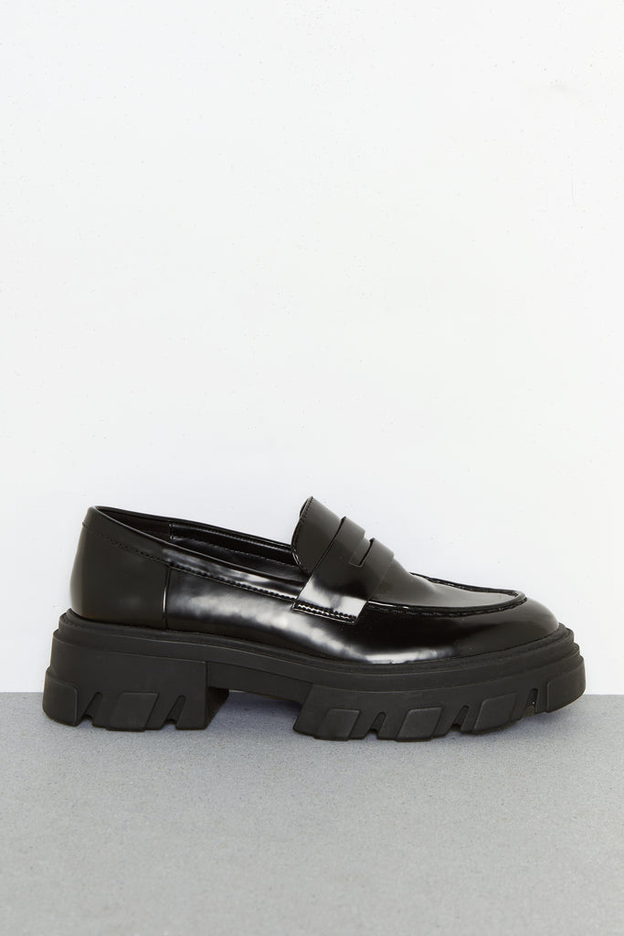 Black chunky loafers womens shop