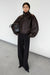 Vegan leather double collar biker jacket in dark chocolate — main image