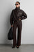Vegan leather double collar biker jacket in dark chocolate — main image