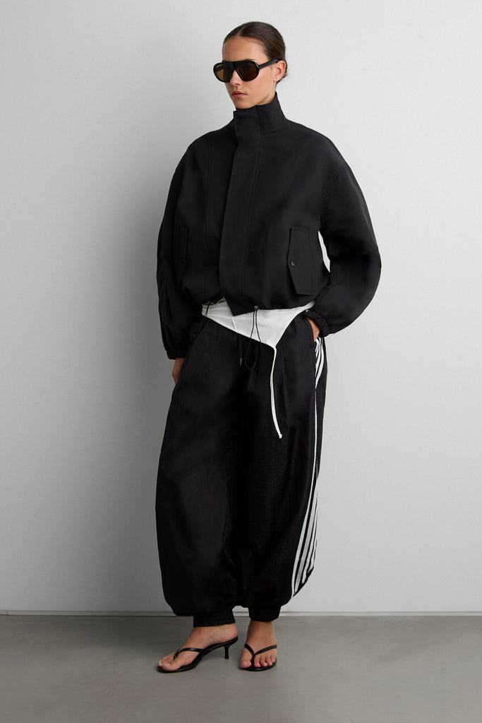 High Funnel Neck Cropped Drawstring Jacket | OAK + FORT