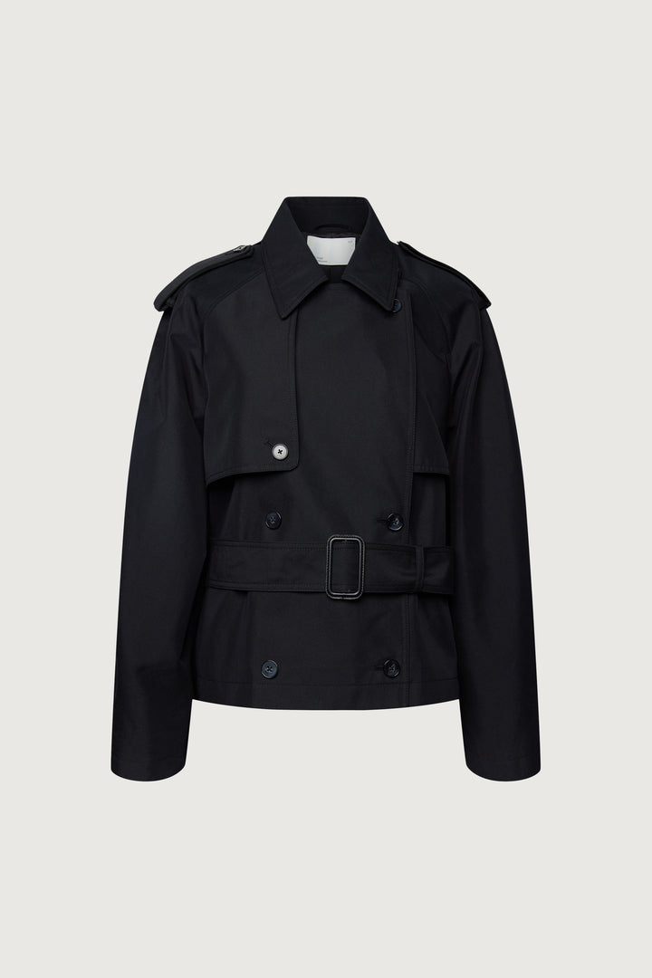 NEW SHORT BELTED TRENCH COAT in Black — alternate angle