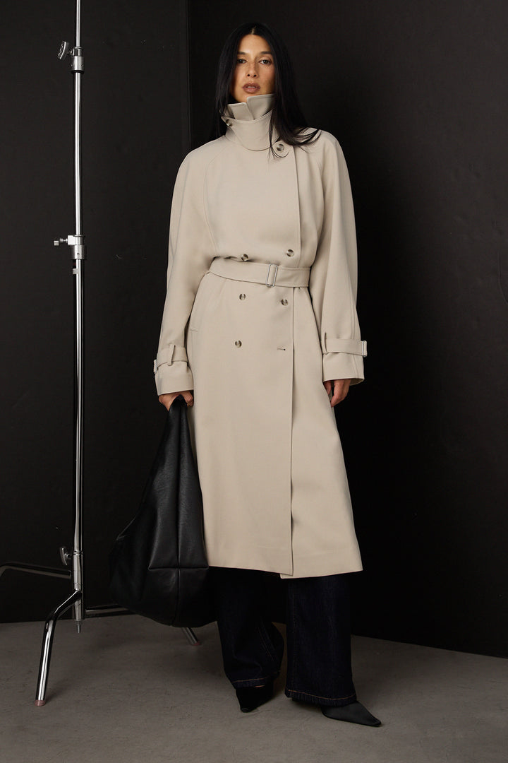 NEW OVERSIZED TRENCH COAT in FEATHER GREY — alternate angle