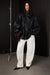Vegan leather utility jacket in black — main image