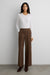 Cropped half elastic waist pant in dark cocoa — main image