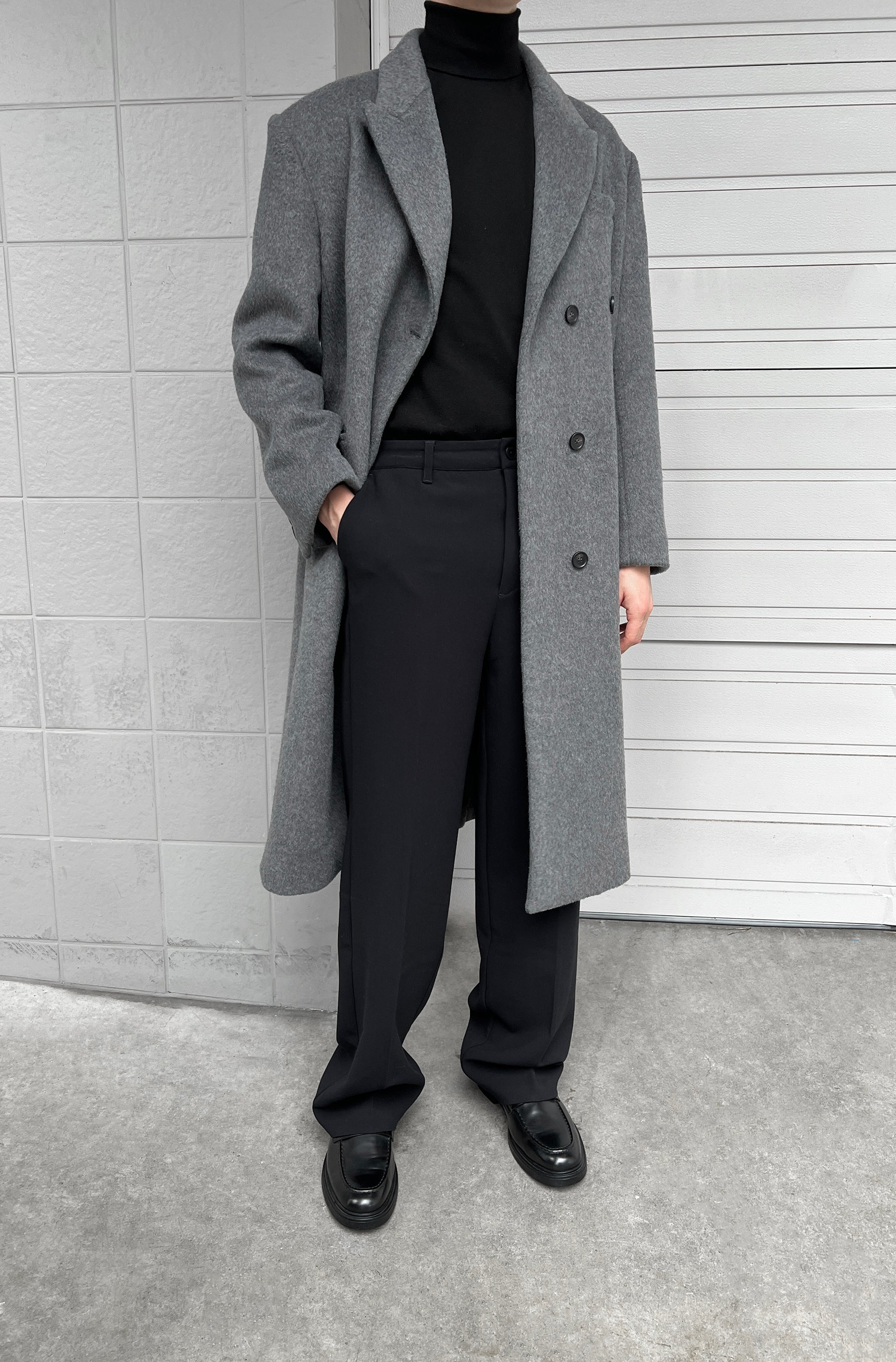 Oak + Fort Black Long retailer Wool Coat