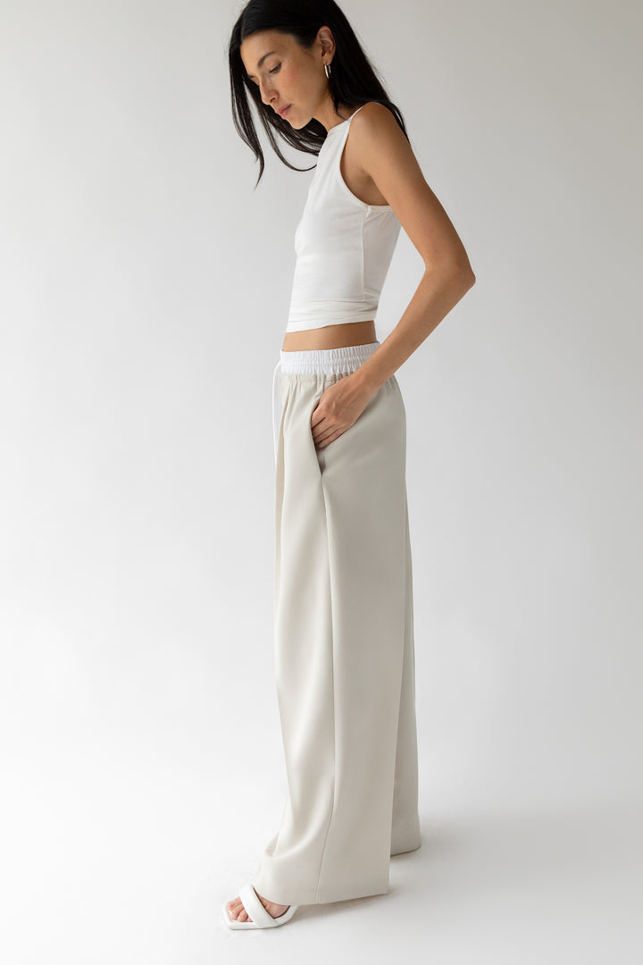 EXPOSED ELASTIC WAISTBAND DRESS PANT