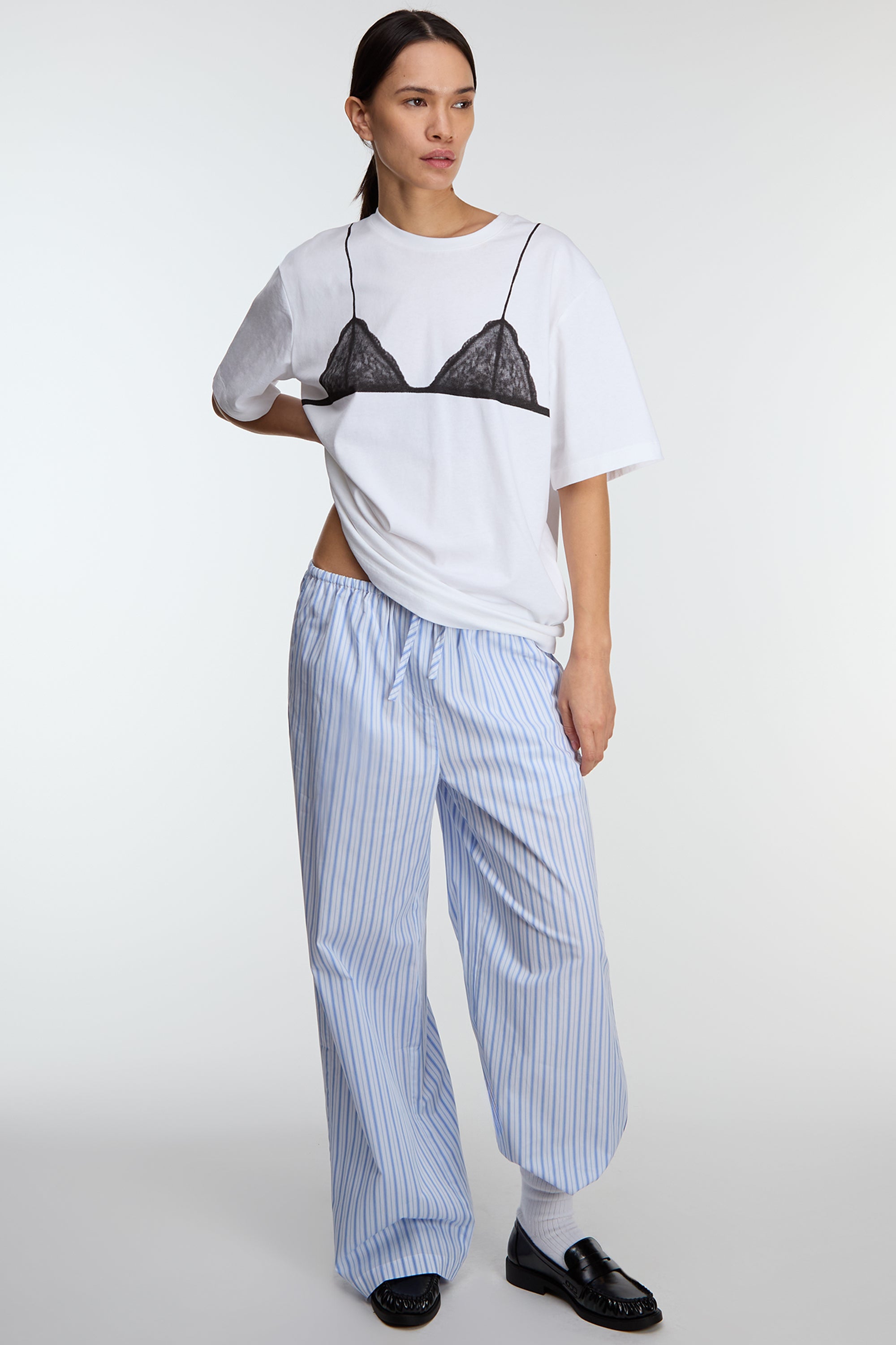 Striped Cotton Poplin Pajama Style Pant | OAK + FORT