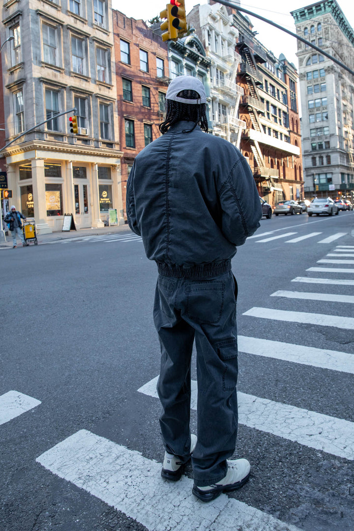 WASHED EFFECT COTTON CARGO PANT in Washed Brindle — alternate angle