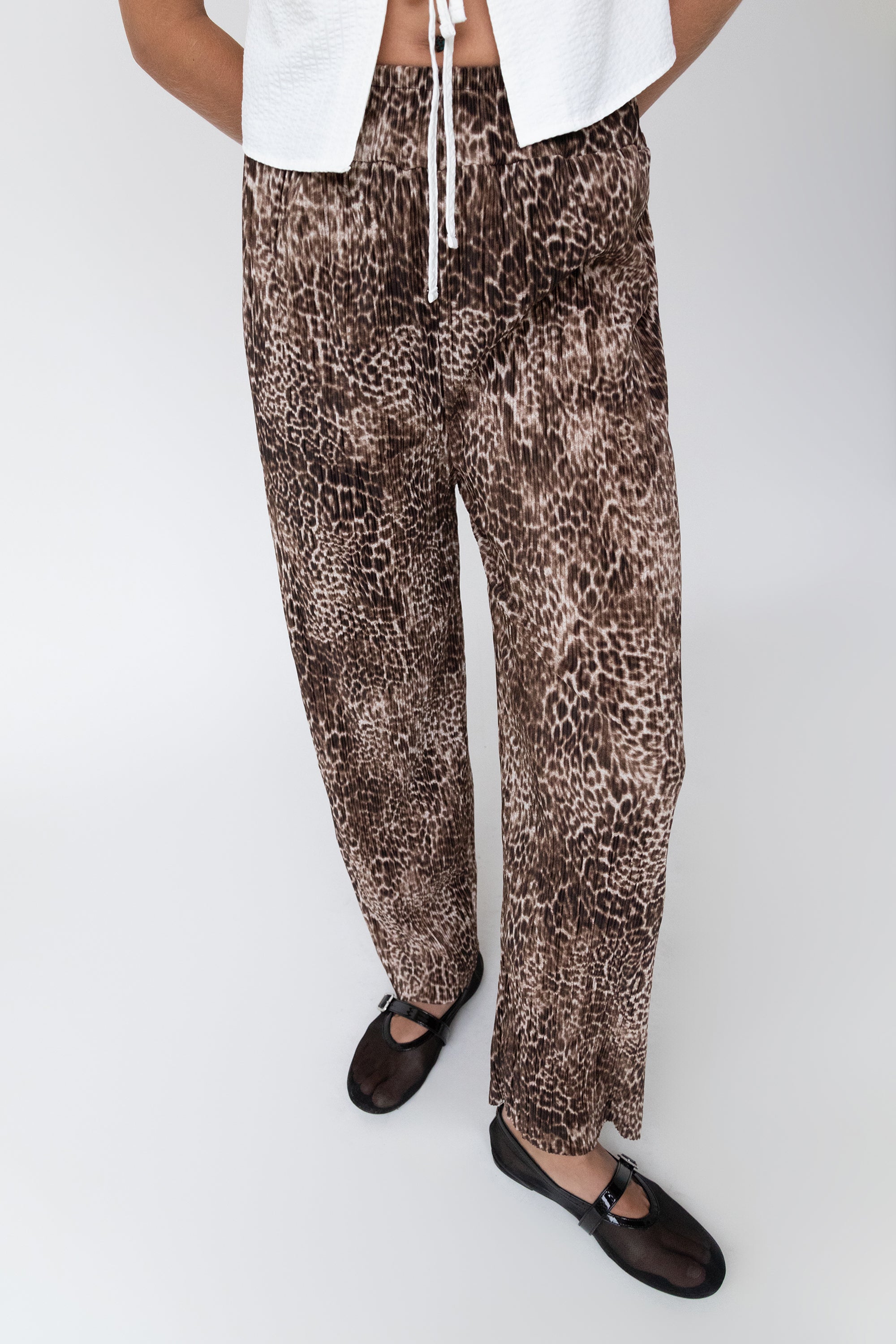 Leopard Print Pleated Pants OAK FORT