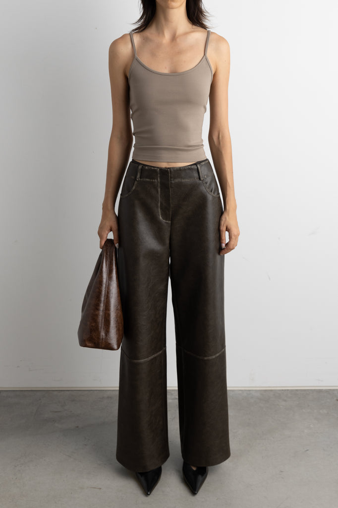 Vegan Leather Straight Leg Pant | OAK + FORT