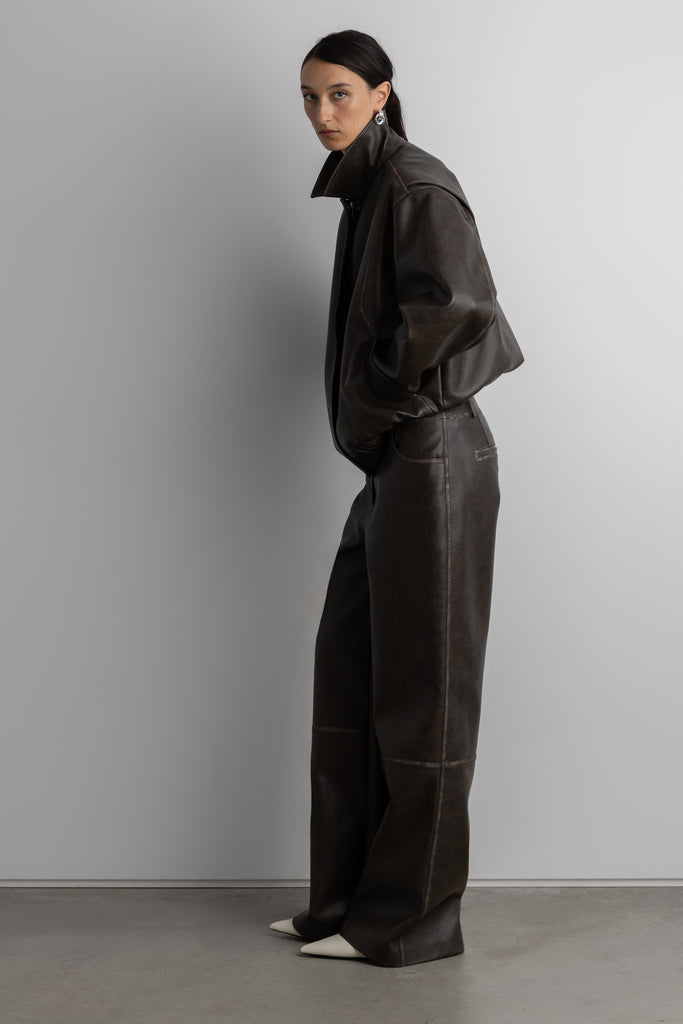 Vegan Leather Straight Leg Pant | OAK + FORT