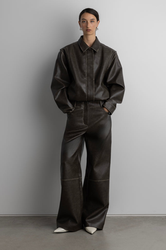Vegan Leather Straight Leg Pant | OAK + FORT