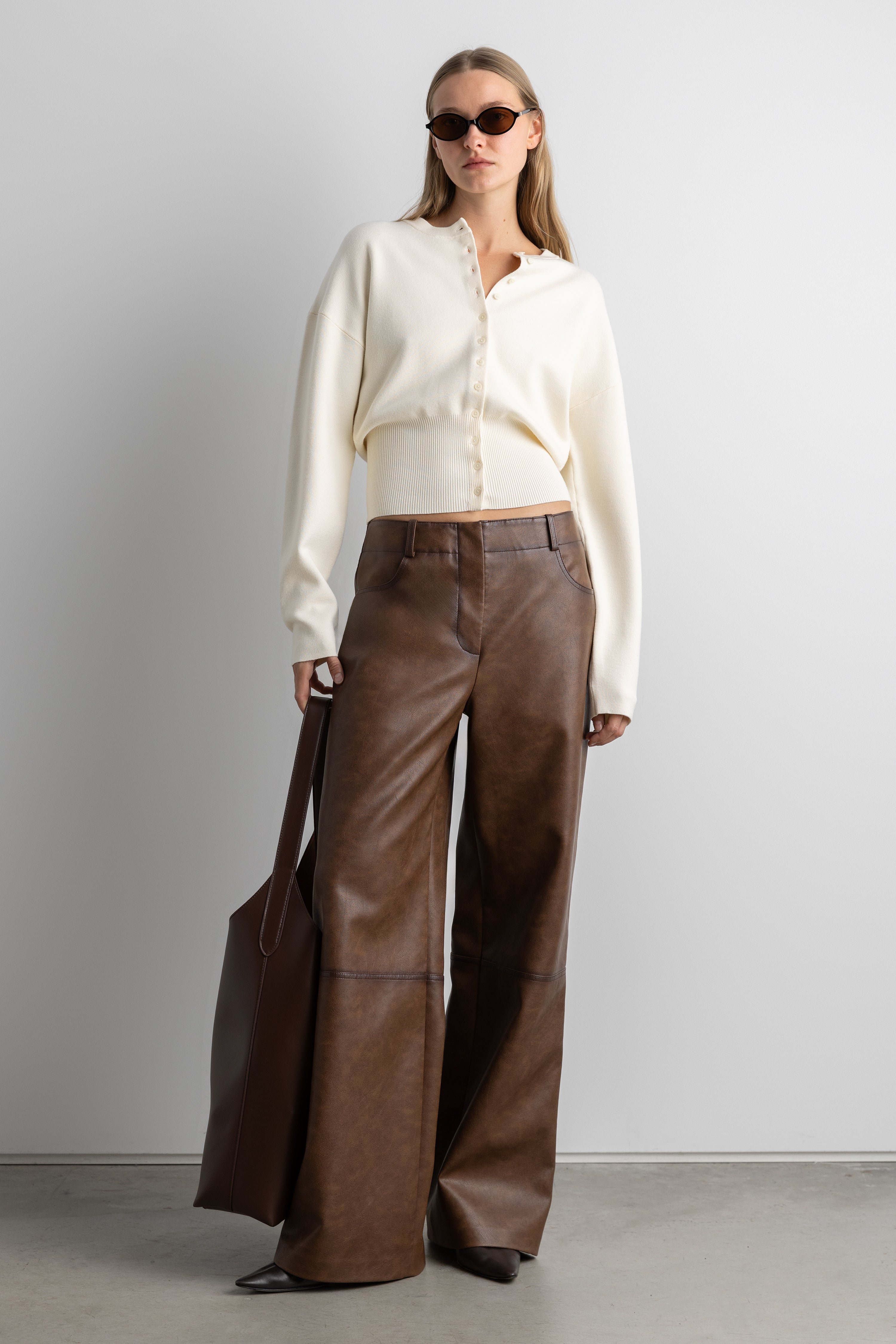 Vegan Leather Straight Leg Pant | OAK + FORT