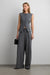Wide leg pant with folded pleat in dark heather grey — main image