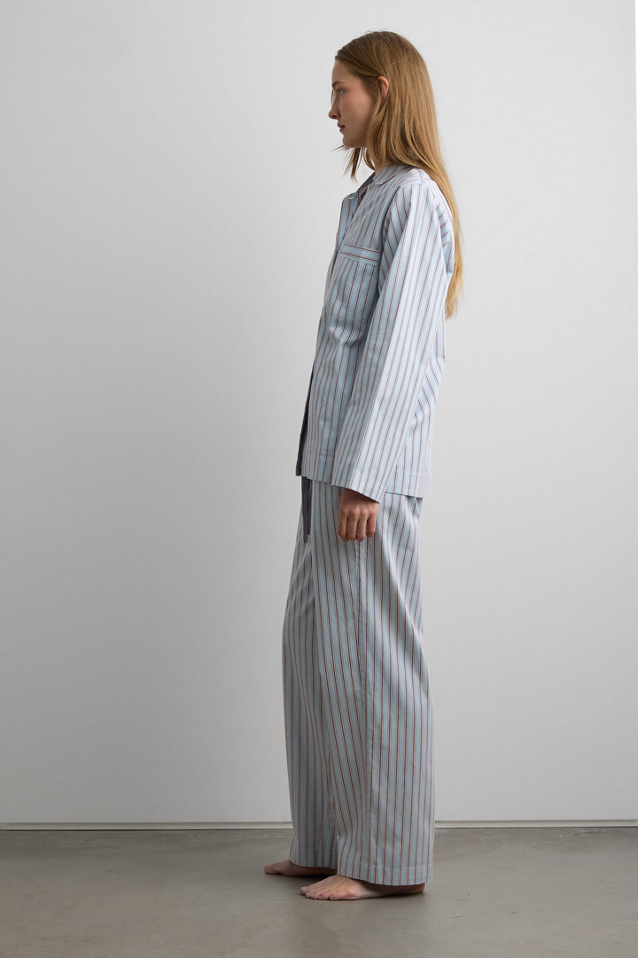 STRIPED PAJAMA PANT in Light Blue Red Stripe — alternate angle