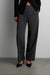 Woven print drawstring straight leg pant in grey plaid — main image