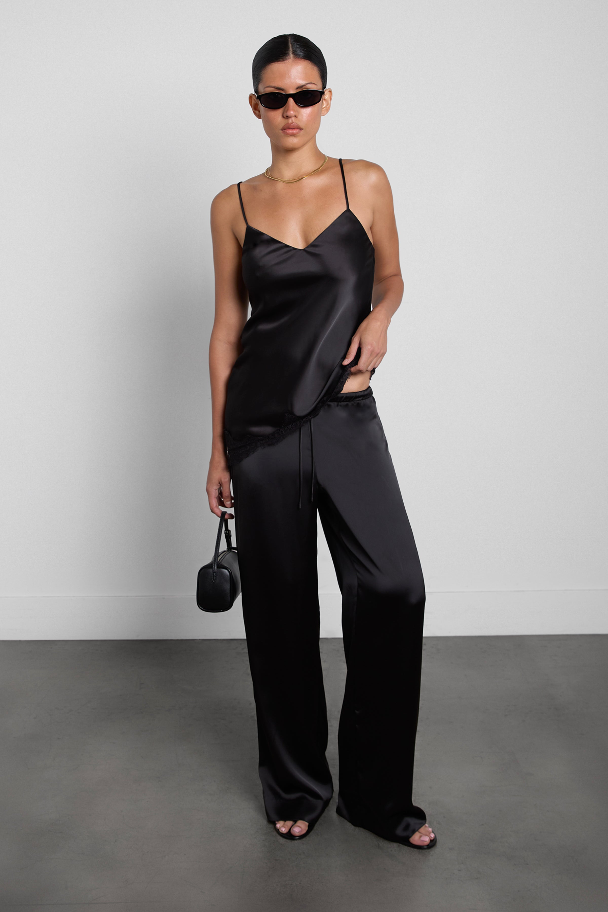 パンツ APEL silk pants charcoal gray Satin Pant | OAK + FORT