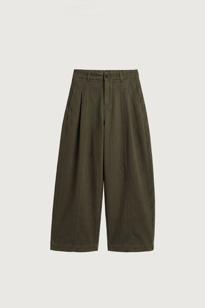PETITE RELAXED PLEATED WIDE LEG PANT in Army Green — alternate angle