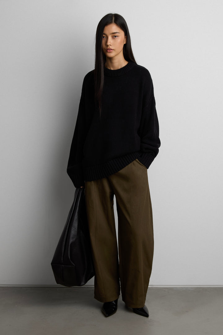 PETITE RELAXED PLEATED WIDE LEG PANT in Army Green — alternate angle