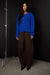 Petite relaxed pleated wide leg pant in brown — main image