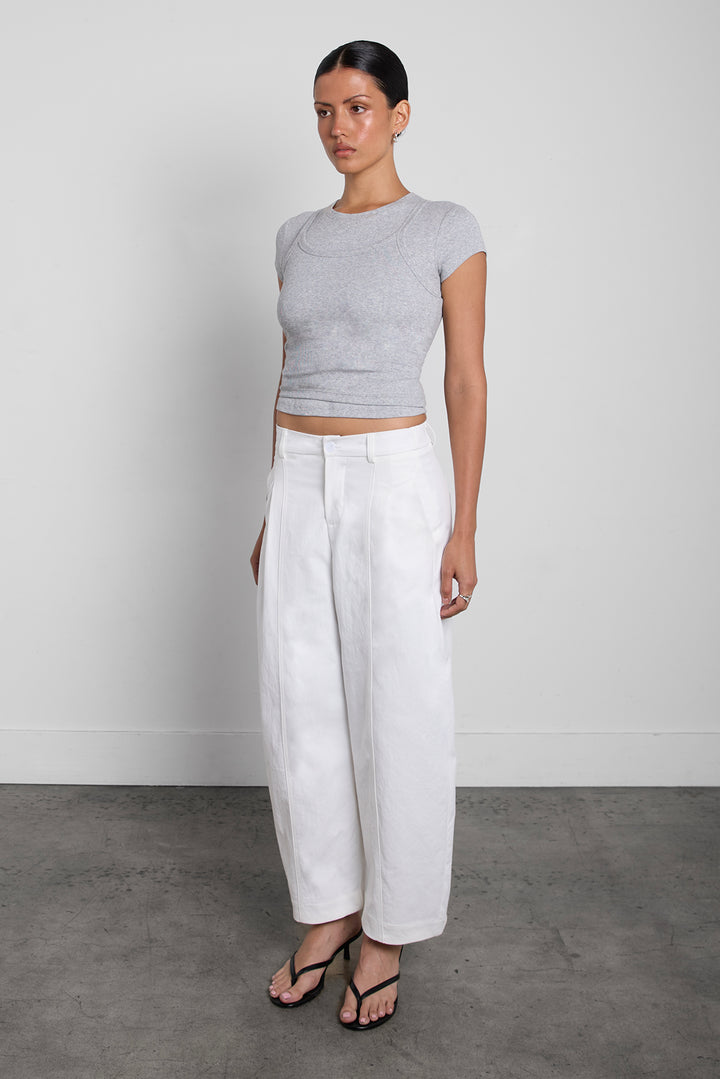 PETITE RELAXED PLEATED WIDE LEG PANT in Ivory — alternate angle