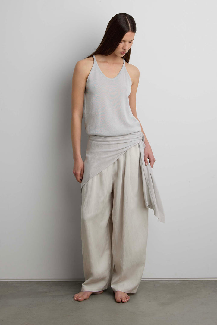 RELAXED WIDE LEG PULL-ON PANT in Beige Oatmeal — alternate angle