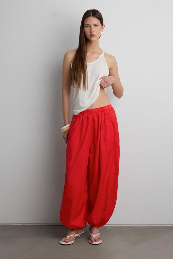 NYLON BALLOON PANT in Red — alternate angle