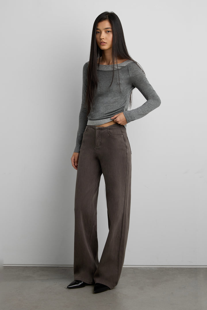 CLEAN WAISTBAND TWILL PANT in Charcoal — alternate angle