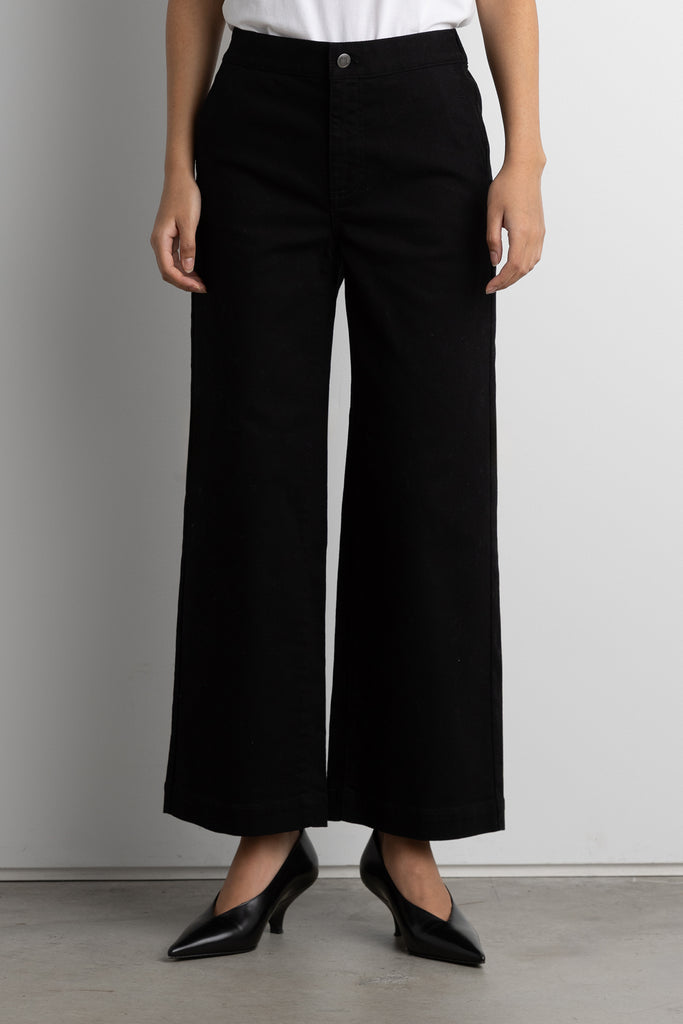 Cropped Length Twill Wide Leg Pant | OAK + FORT