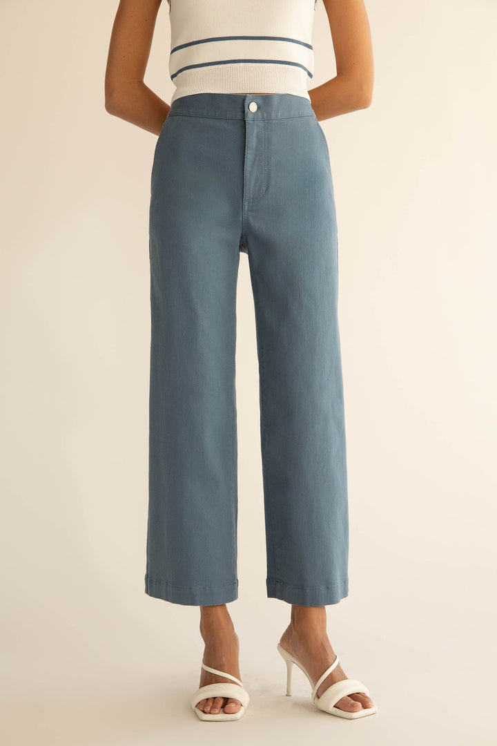 CROPPED LENGTH 26" TWILL WIDE LEG PANT