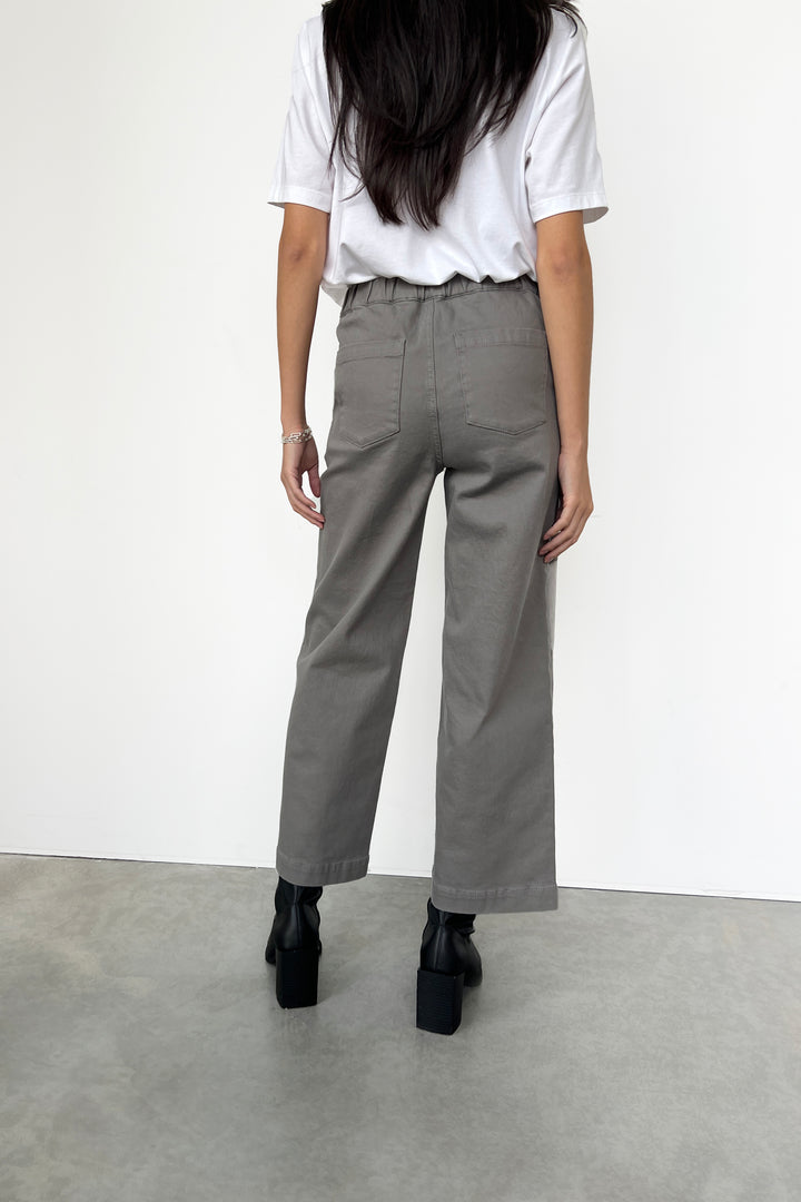 CROPPED LENGTH 26" TWILL WIDE LEG PANT