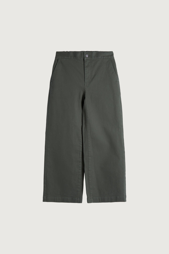 CROPPED LENGTH 26" TWILL WIDE LEG PANT