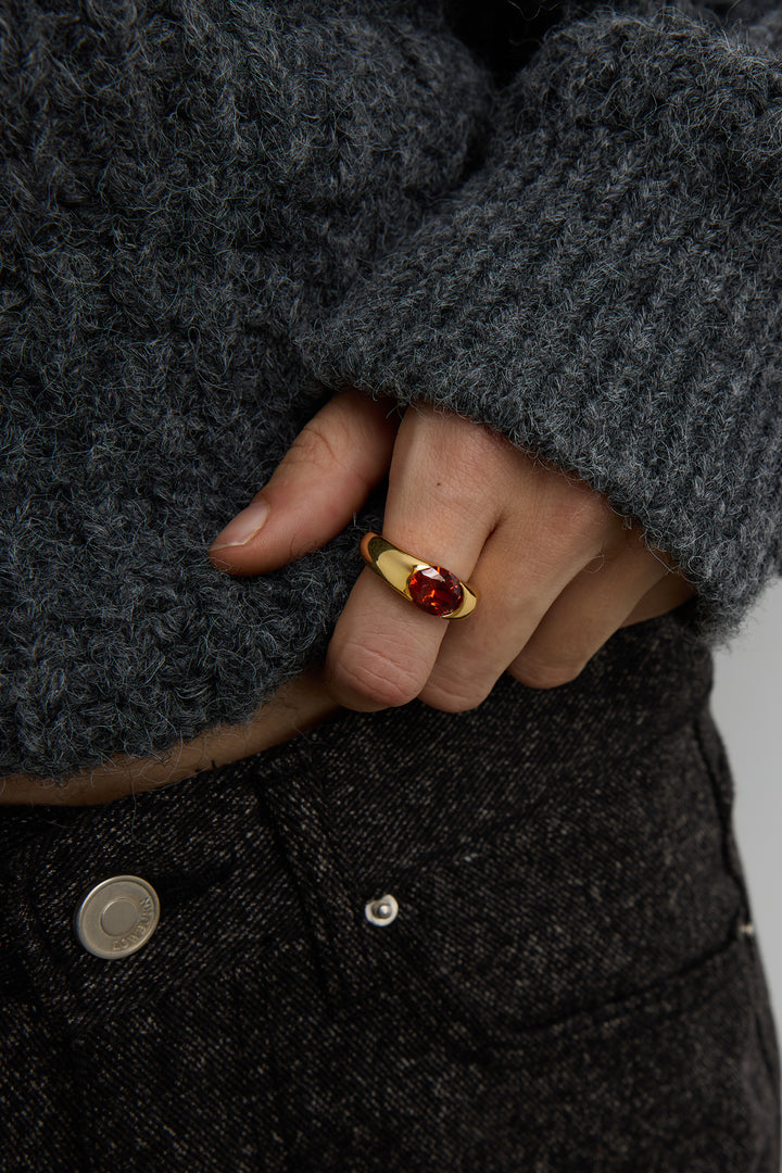 ELLIPSE ZIRCONIA RING in Gold Garnet — alternate angle