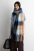 Patterned scarf with tassels in navy blue check — main image