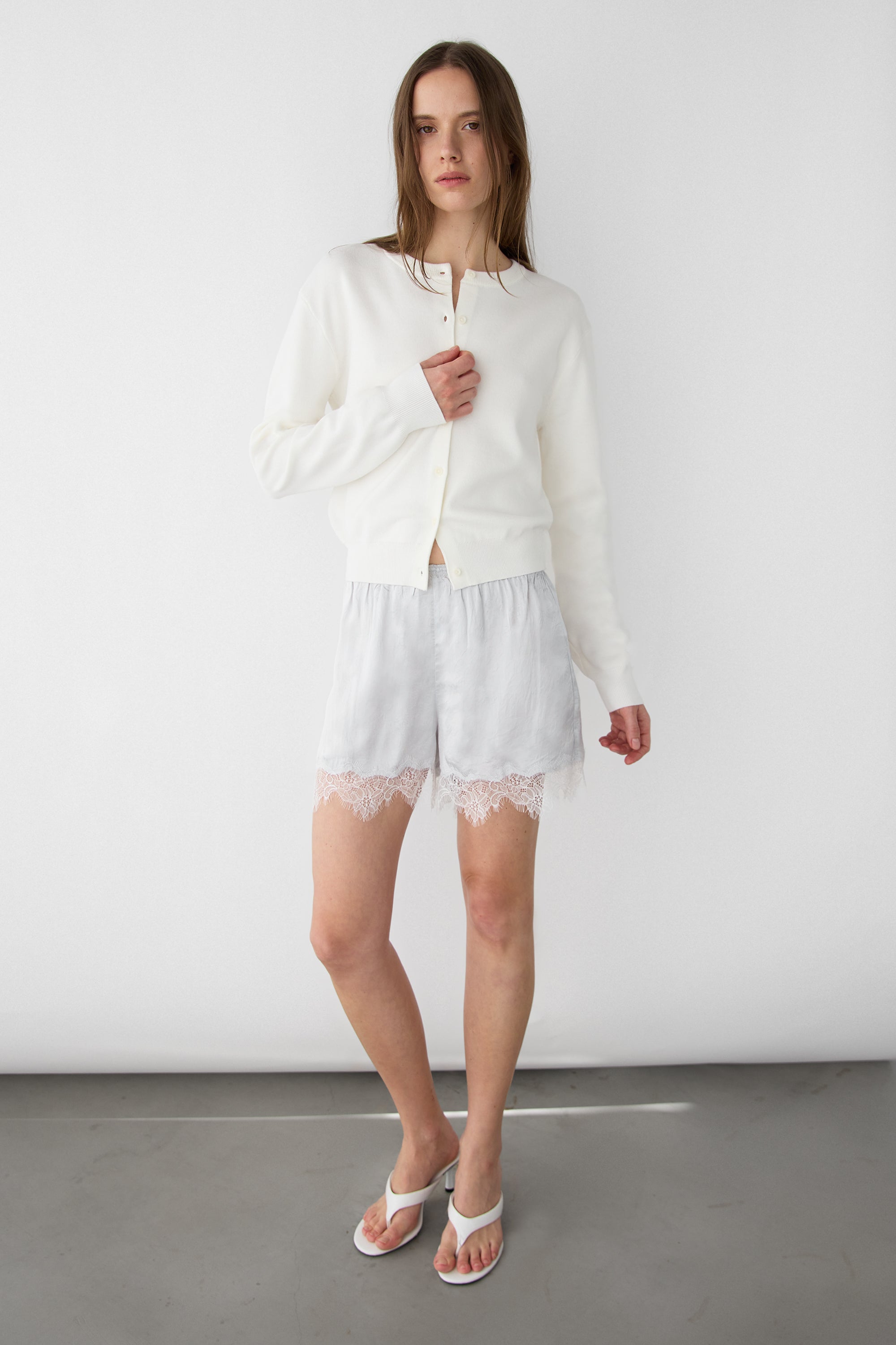 Satin Short with Lace Hem | OAK + FORT