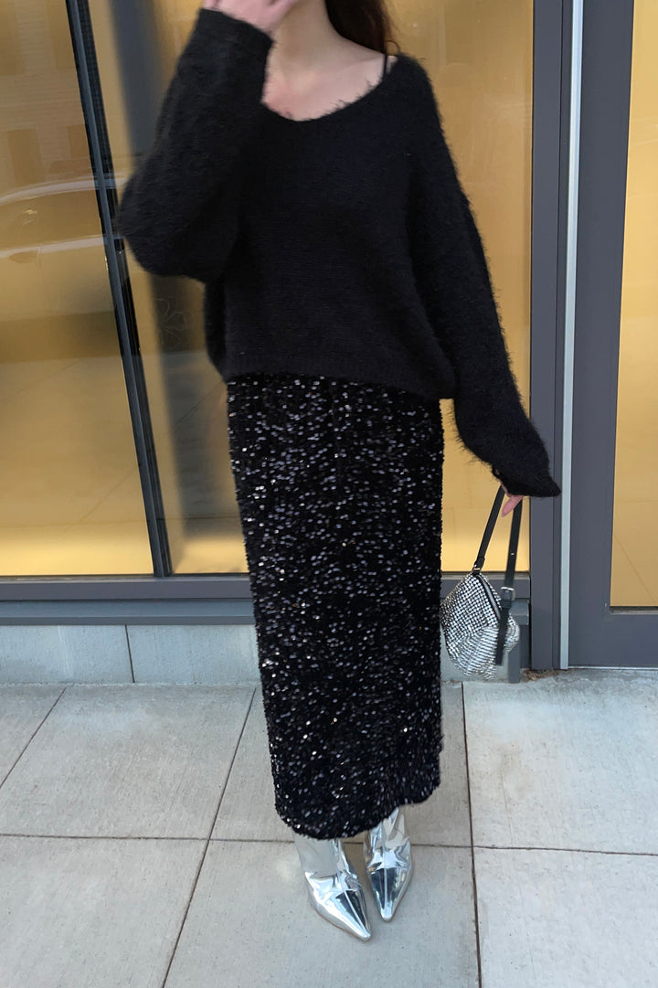 SEQUINED MIDI SKIRT