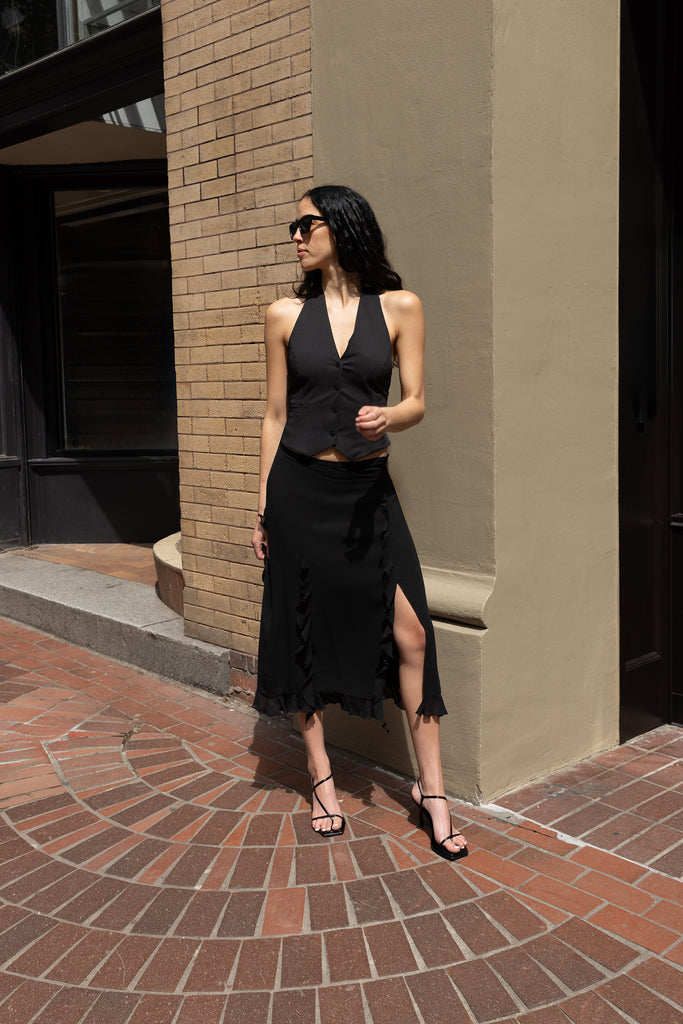 Chiffon Ruffled Midi Skirt | OAK + FORT