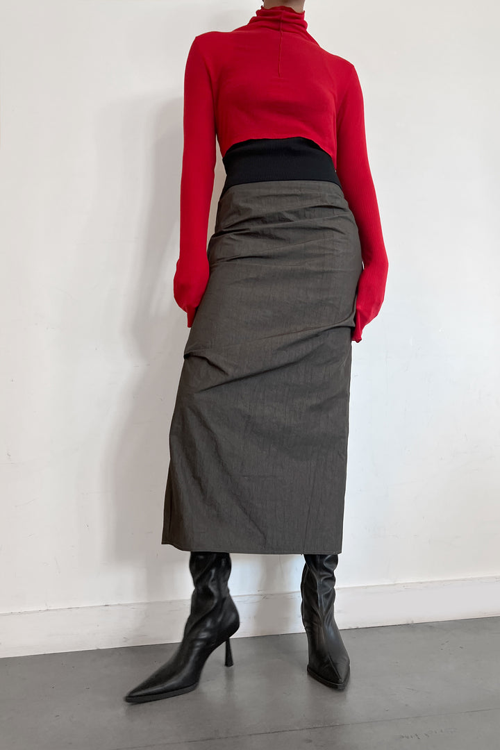 MIDI NYLON PENCIL SKIRT