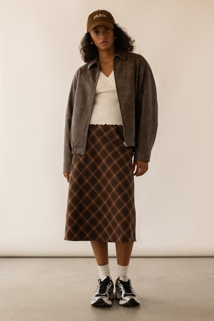 Plaid Midi Skirt OAK FORT
