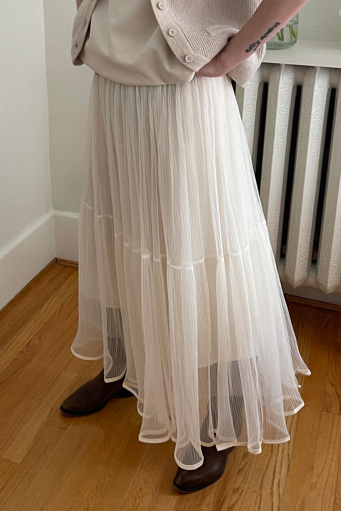 LAYERED TULLE MIDI SKIRT - Main Image