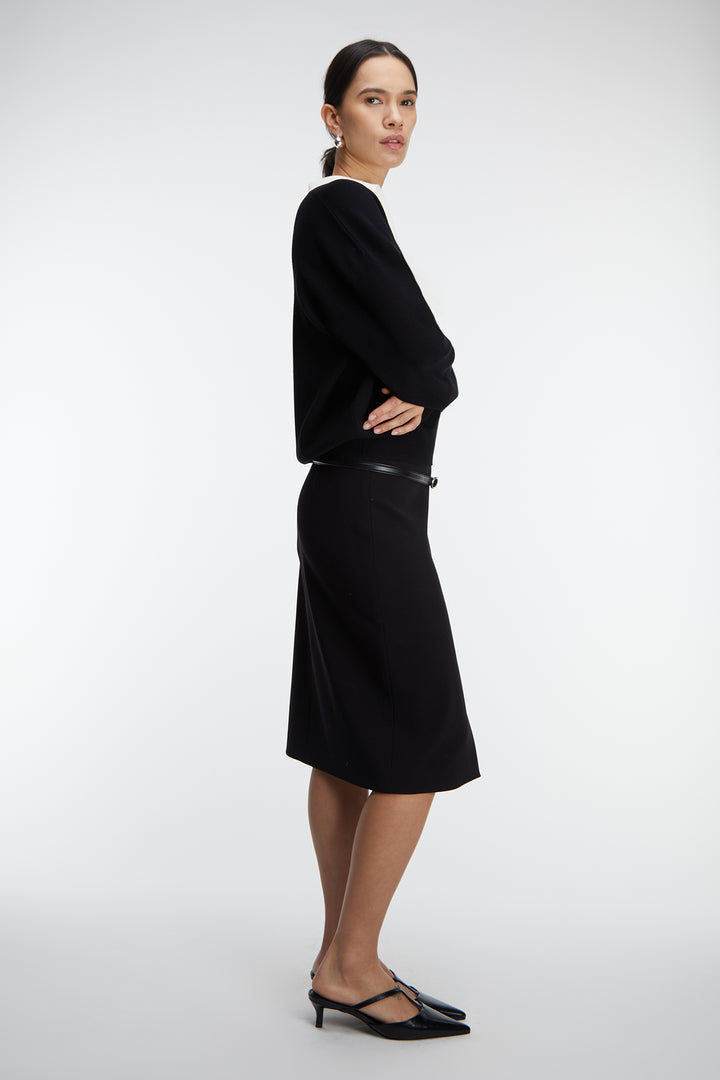 MIDI SUITING SKIRT WITH FRONT SLIT