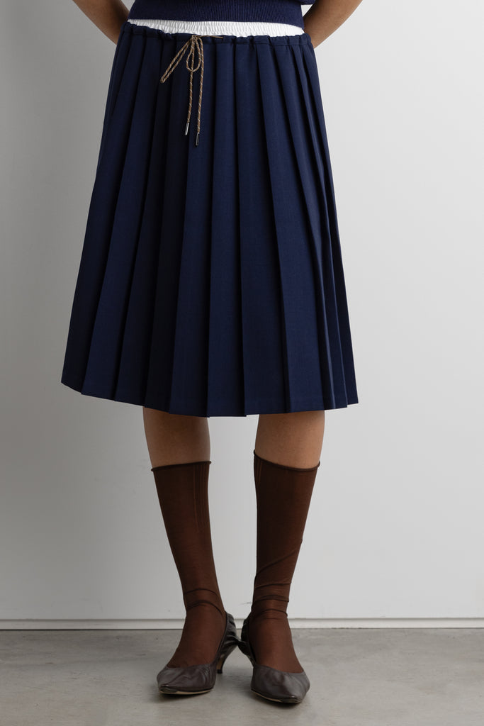 Exposed Waist Pleated Midi Skirt | OAK + FORT