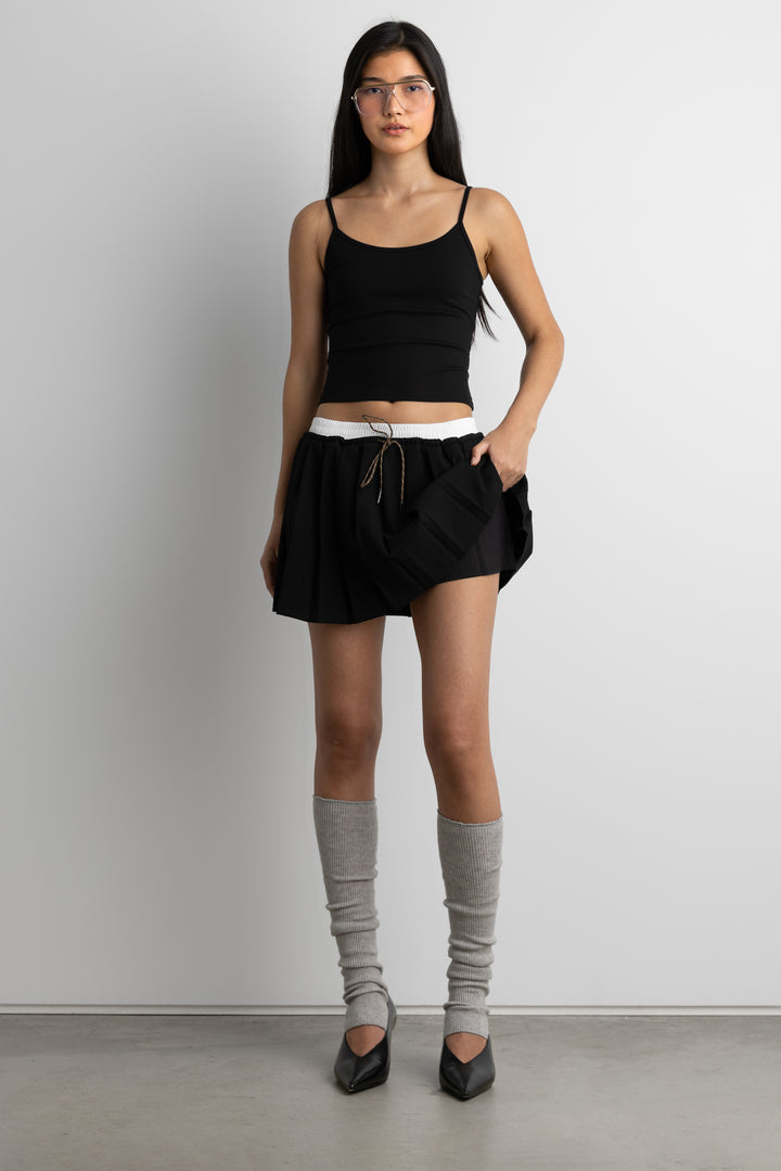 EXPOSED WAIST MINI SKORT in Black — alternate angle