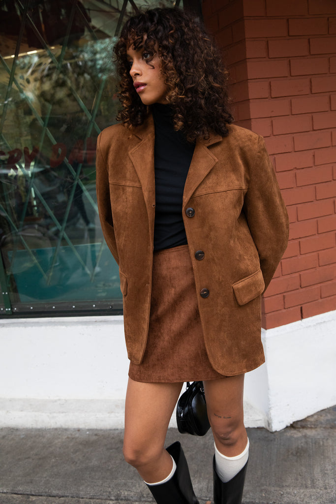 Vegan Suede Mini Skirt | OAK + FORT