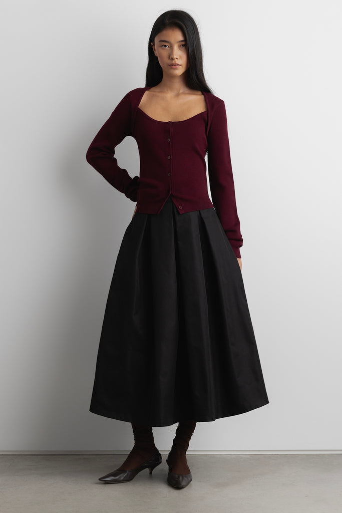 未着用　Forte Forte　twill midi skirt　Ⅲ Forte Forte ruched-detail Cotton Full Skirt | Green | FARFETCH