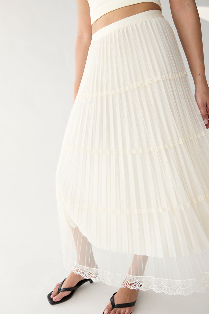 Sheer Lace Tiered Maxi Skirt | OAK + FORT