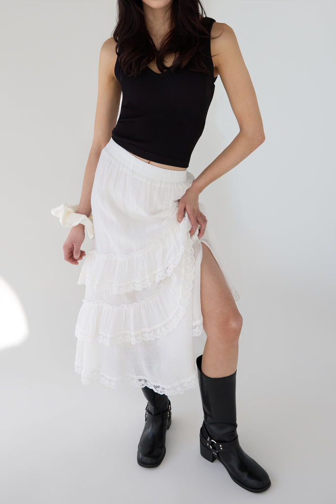 LACE TIERED MAXI SKIRT | OAK + FORT