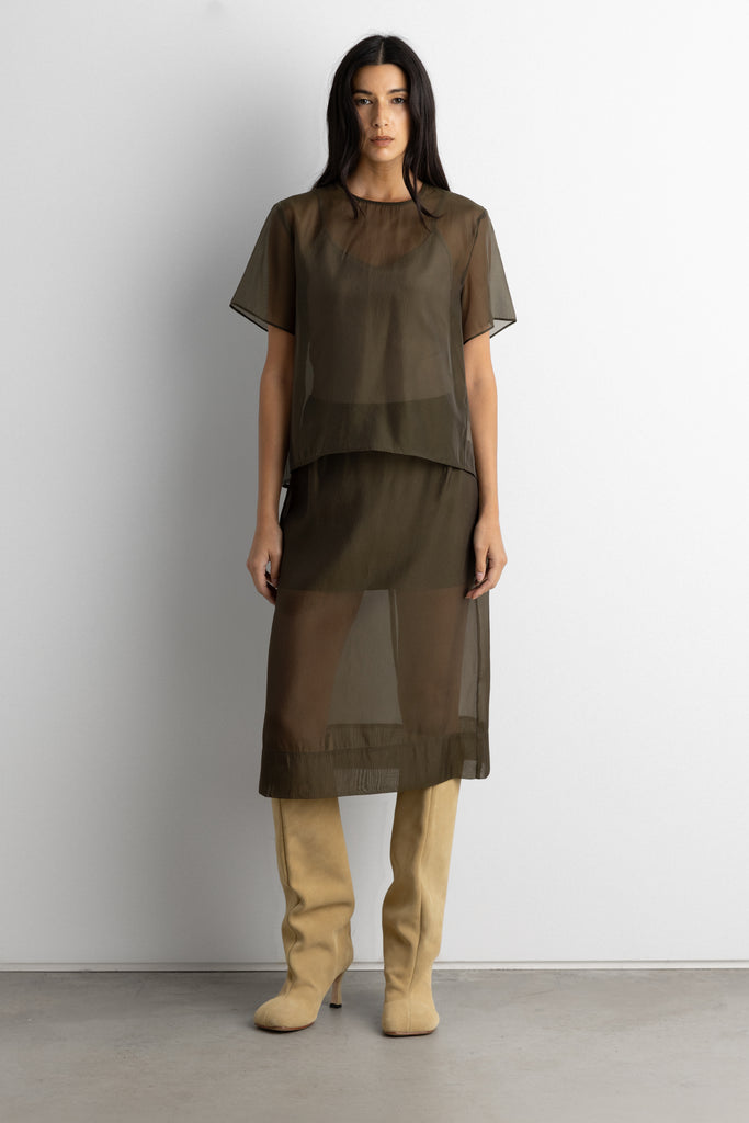 Sheer Organza Midi Skirt | OAK + FORT