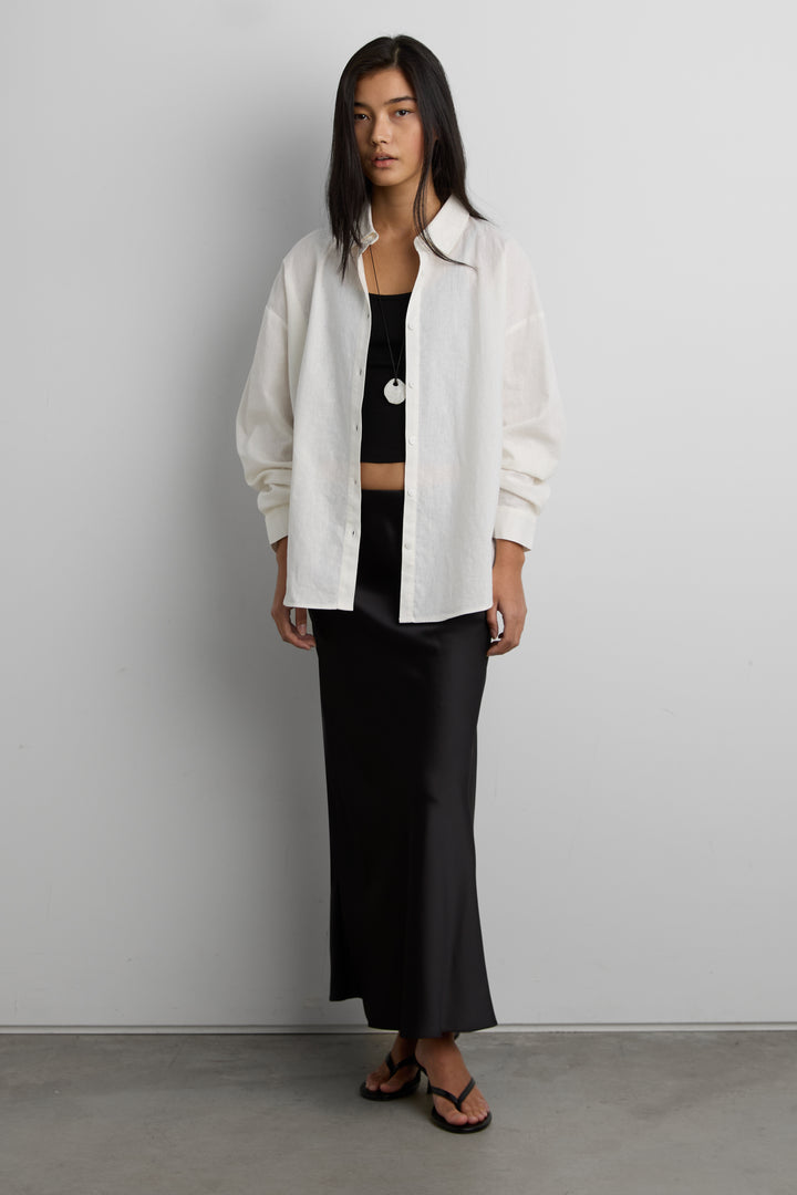 SATIN MAXI SKIRT in Black — alternate angle